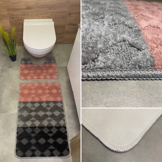 różowo-szaro-czarne dywaniki łazienkowe Zelina
